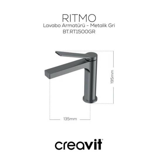 Creavit Ritmo Lavabo Armatürü - Metalik Gri - 2