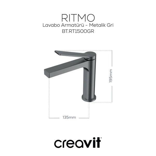 Creavit Ritmo Lavabo Armatürü - Metalik Gri - 2