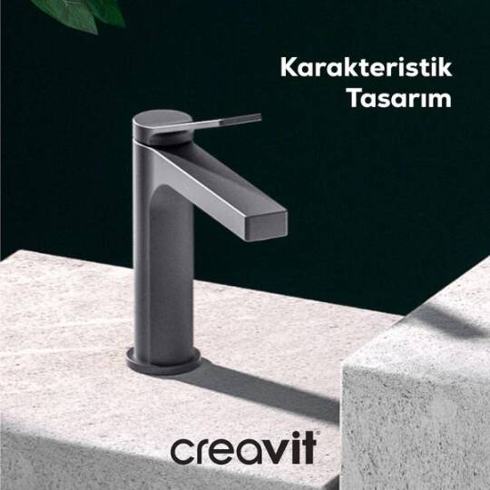 Creavit Ritmo Lavabo Armatürü - Metalik Gri - 3