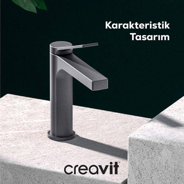 Creavit Ritmo Lavabo Armatürü - Metalik Gri - 3