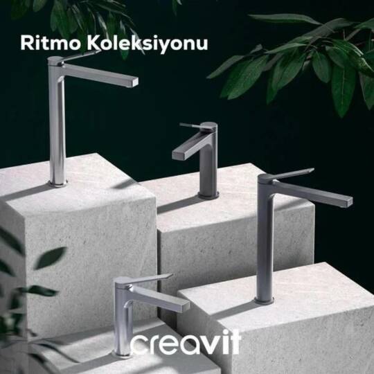 Creavit Ritmo Uzun Lavabo Armatürü - Metalik Gri - 2