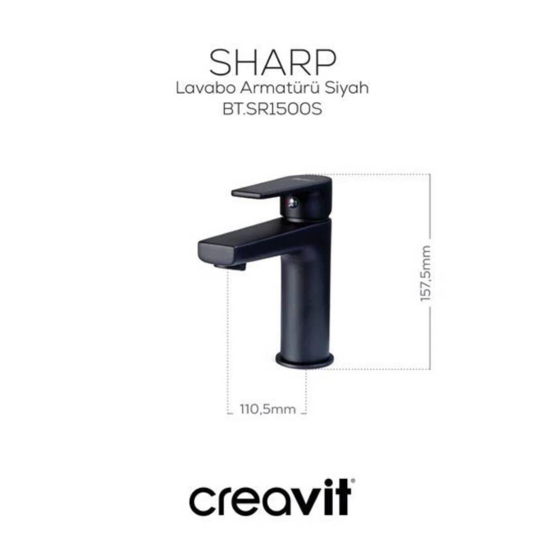 Creavit Sharp Lavabo Armatürü - Siyah - 2