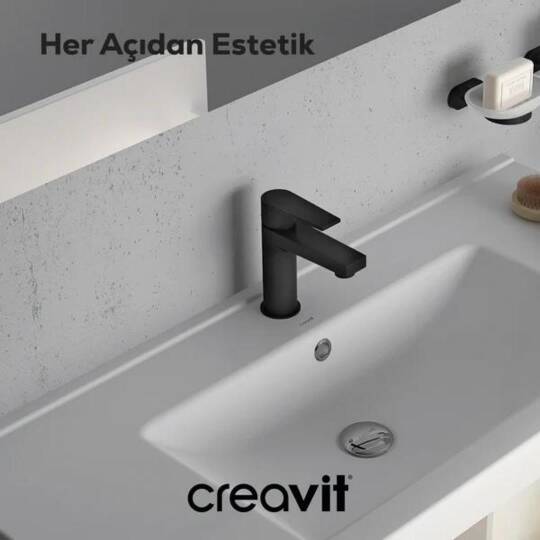 Creavit Sharp Lavabo Armatürü - Siyah - 3