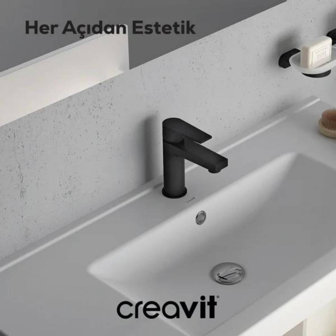 Creavit Sharp Lavabo Armatürü - Siyah - 3