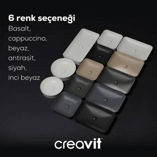 Creavit Ultra Kare Çanak Lavabo 40cm Beyaz Mat - 4