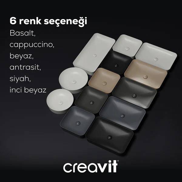 Creavit Ultra Kare Çanak Lavabo 40cm Beyaz Mat - 4
