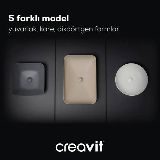 Creavit Ultra Kare Çanak Lavabo 40cm Beyaz Mat - 5