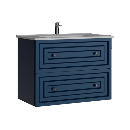 Kayra Lavabo Dolabı Çekmeceli Mat Safire Blue