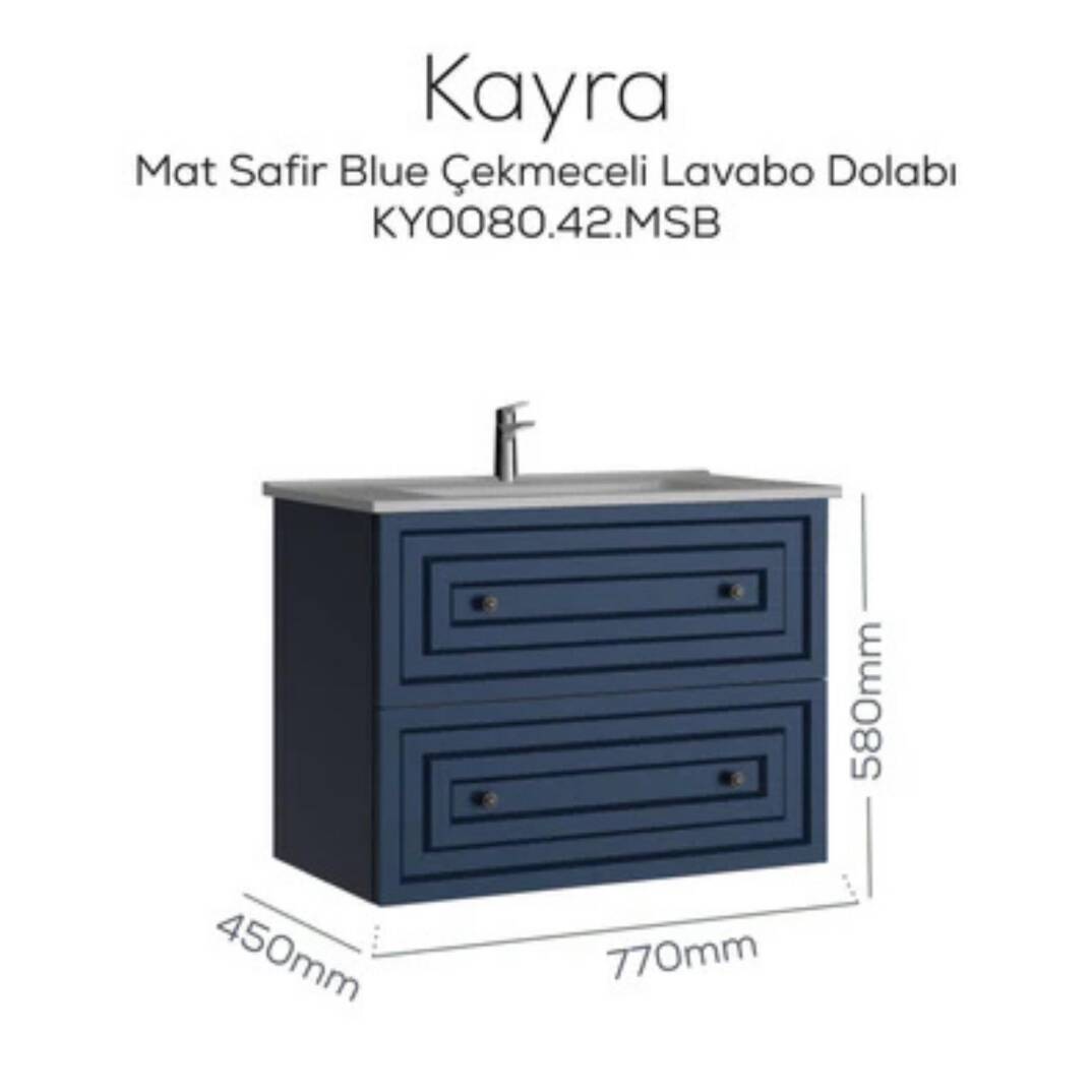 Kayra Lavabo Dolabı Çekmeceli Mat Safire Blue - 2